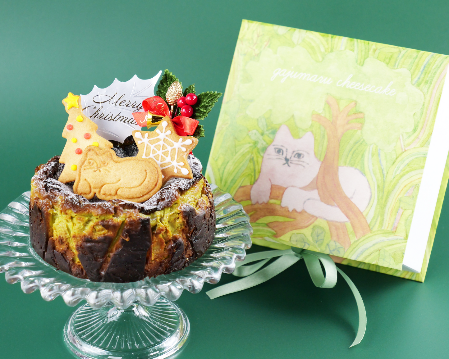 【冷凍配送】季節限定gajumaruのクリスマスケーキ〈ピスタチオバスクチーズケーキ12cm〉