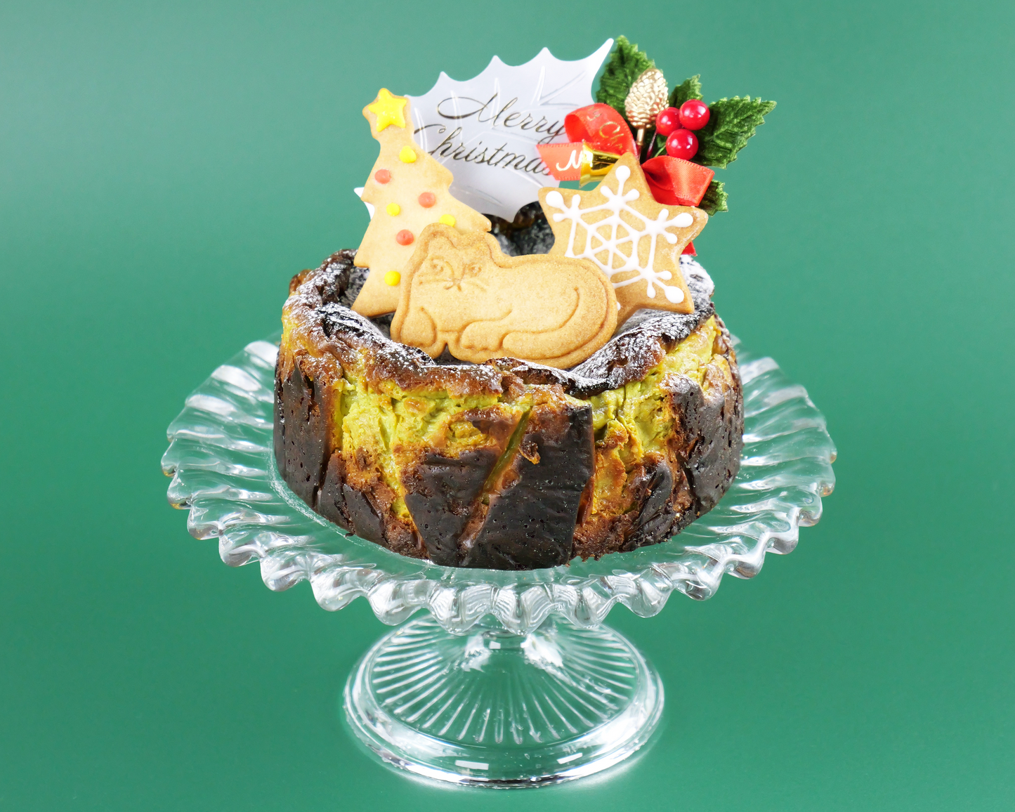 【冷凍配送】季節限定gajumaruのクリスマスケーキ〈ピスタチオバスクチーズケーキ12cm〉